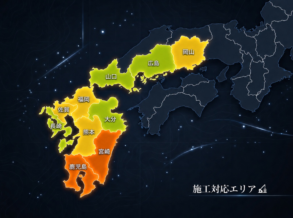 施工対応エリアマップ（九州・中国地方）